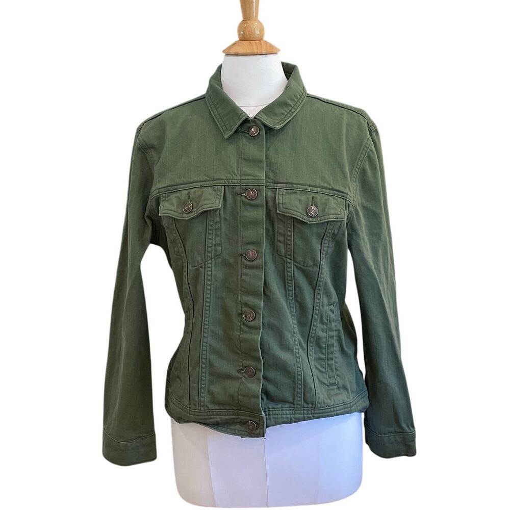 Old Navy Olive Green Denim Trucker Jacket, Size XL